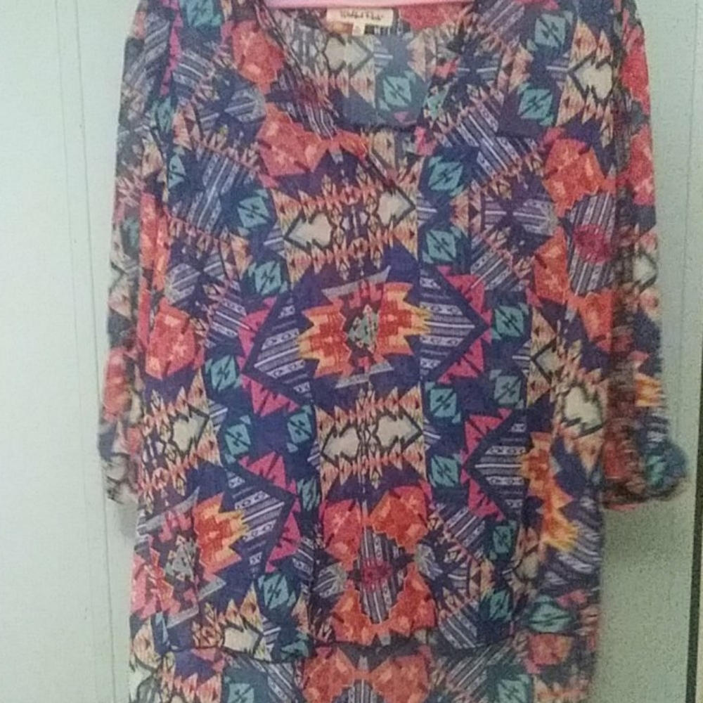 Sheer multicolored quartersleeve
